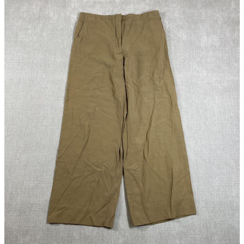 Giorgio Armani Pants Womens Tan Drawstring Elastic Waist Wide Leg Made Italy